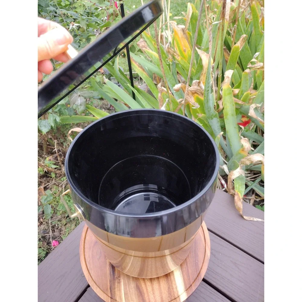 Vintage West Bend Thermo-Serv ice bucket Black and Gold with handle